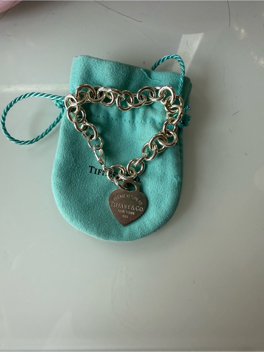 Tiffany & Co. Silver Heart Tag Charm Bracelet - Silver